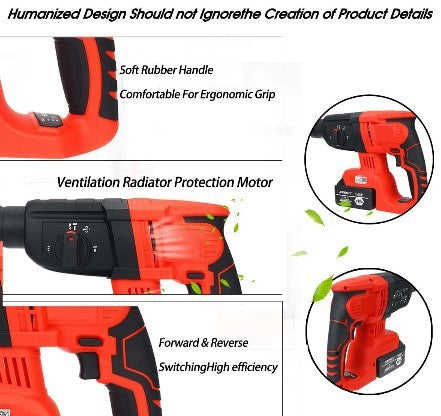3-in-1 Electric Brushless Cordless Hammer Drill with Ergonomic Grip & Variable Speed | Electric Drill for Concrete, Wood & Metal | Infinity Bazaar