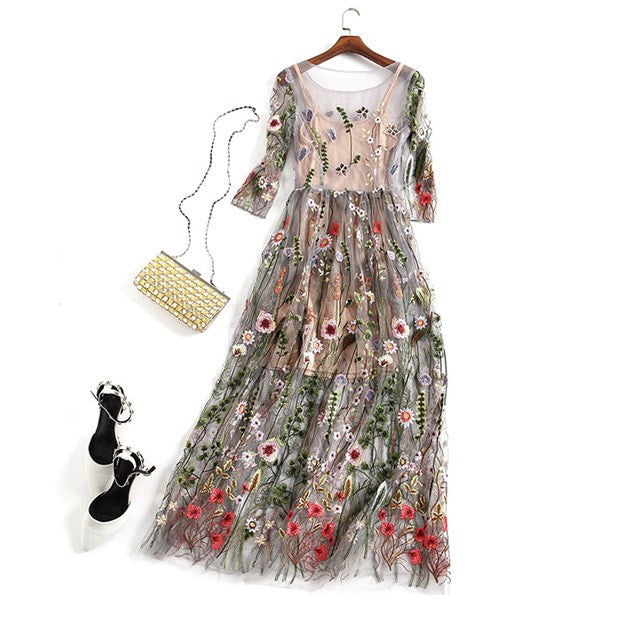 Women’s Floral Boho Two-Piece Mesh Lace Dress | Infinity Bazaar