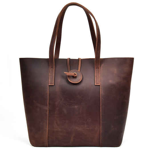 Crazy Horse Genuine Retro Leather Clutch Tote Bags