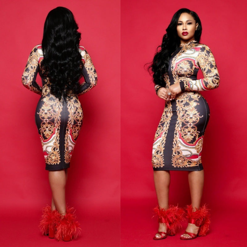 African Printed Ethnic Slim Fitting Dress