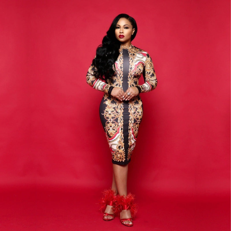 African Printed Ethnic Slim Fitting Dress
