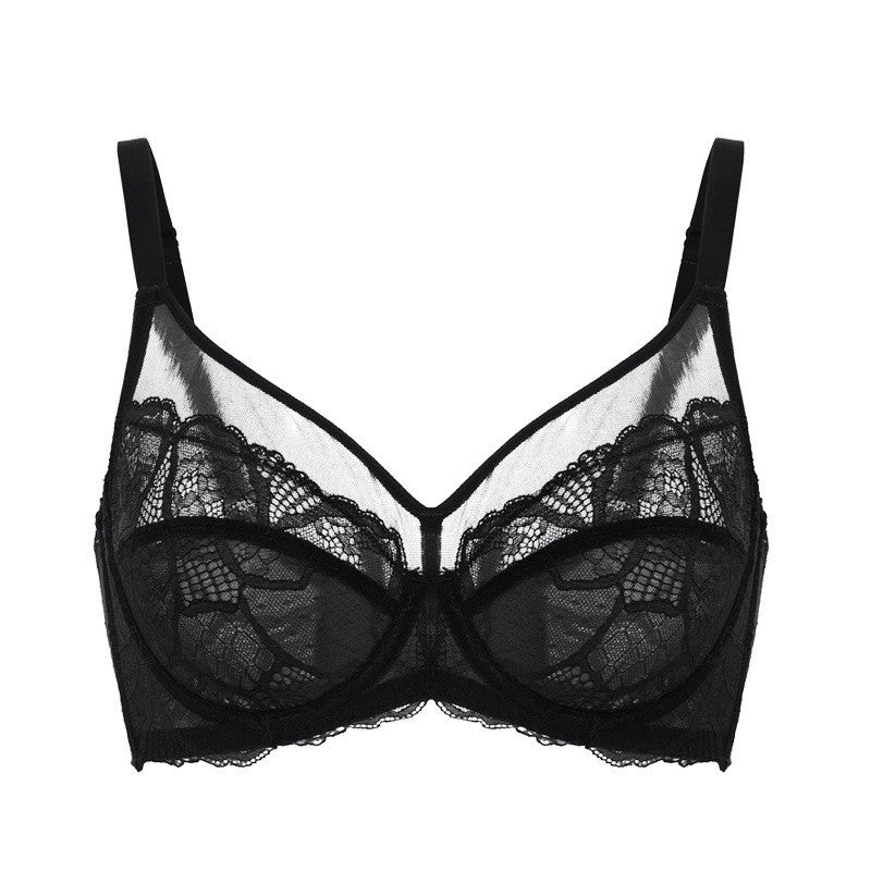 Ultra-thin Bra Underwear Women's Thin, Big Breasts Show Small Shrinking Breasts, Large Size Cups