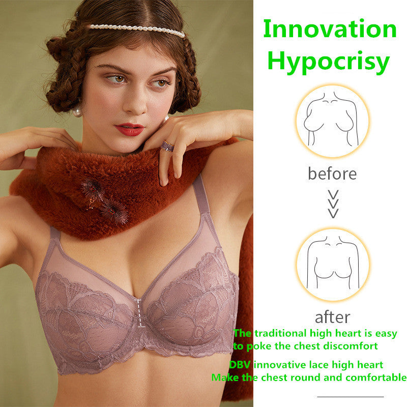 Ultra-thin Bra Underwear Women's Thin, Big Breasts Show Small Shrinking Breasts, Large Size Cups