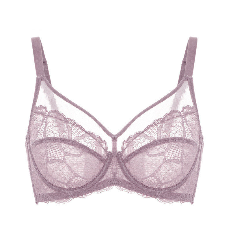 Ultra-thin Bra Underwear Women's Thin, Big Breasts Show Small Shrinking Breasts, Large Size Cups