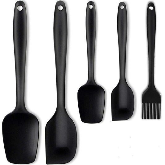 5-Piece Silicone Spatula Set – Heat-Resistant Baking Tools with Oil Brush, Nonstick & Flexible | Black Gift Box | Infinity Bazaar