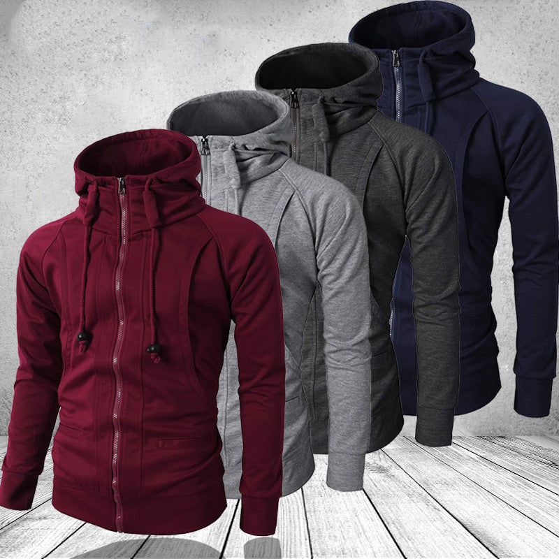 Fitness Leisure Jacquard Sweater Fleece Cardigan Hooded Jacket