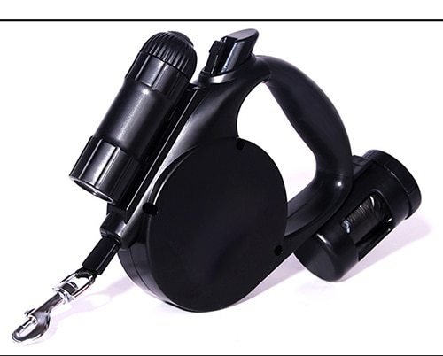 4.5m LED Retractable Dog Leash with Trash Bag Dispenser & Flashlight – Telescopic Flat Rope, 40kg Tension | Infinity Bazaar