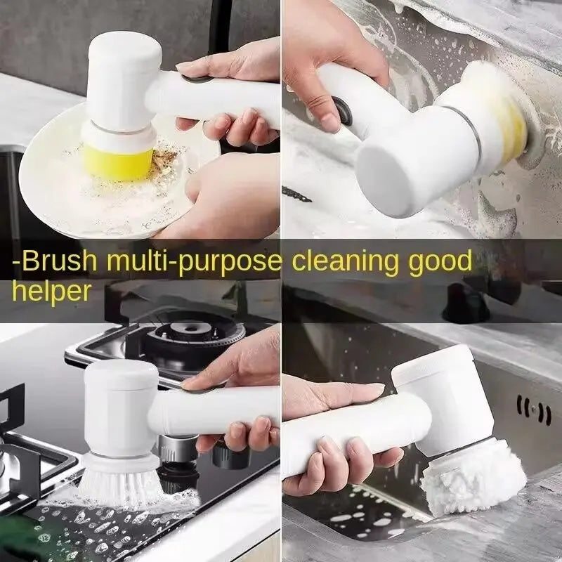 Electric Spin Scrubber – Power Bathroom Cleaning Brush with 5 Replaceable Brush Heads