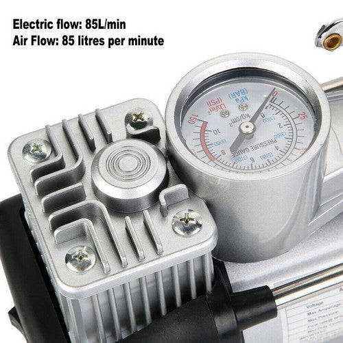 112V Heavy Duty Twin Cylinder Air Compressor – 150PSI Portable Tire Inflator with Carry Bag | Infinity Bazaar