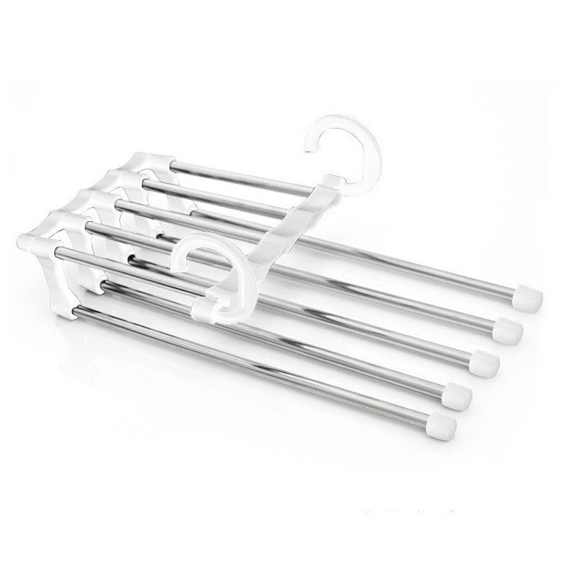 5-in-1 Stainless Steel Pants Hanger – Space-Saving Multi-Functional Clothes Rack for Wardrobe Organization, Rotatable & Detachable | Infinity Bazaar