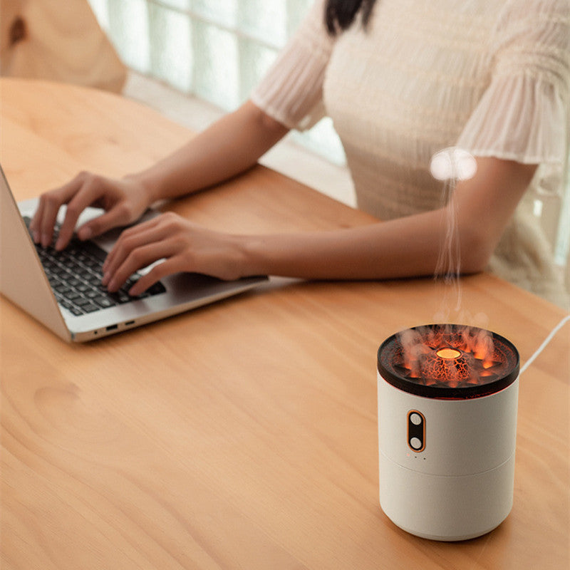 Volcanic Flame Aroma Essential Oil Diffuser – USB Portable Jellyfish Air Humidifier with Night Light & Fragrance