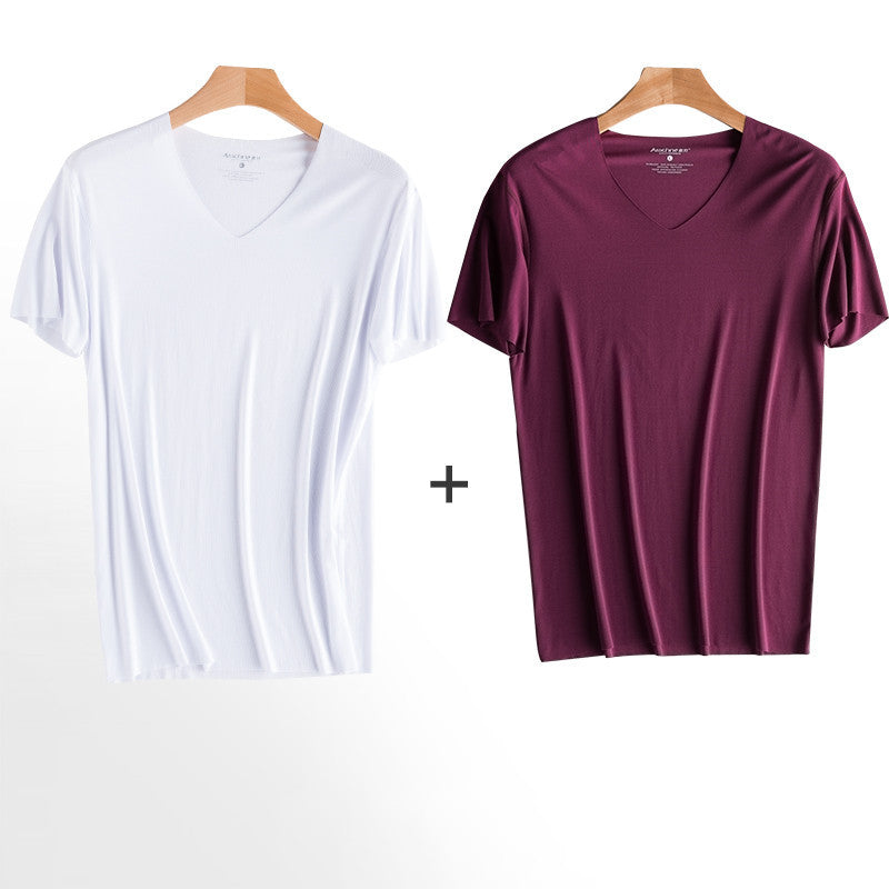 Men's Ice Silk Seamless Modal Quick Dry Sports Short Sleeve Underwear set of 2