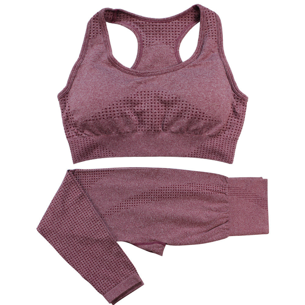 2PCS Seamless Yoga Set for Women – High Waist Leggings & Sports Top Workout Tracksuit | Infinity Bazaar