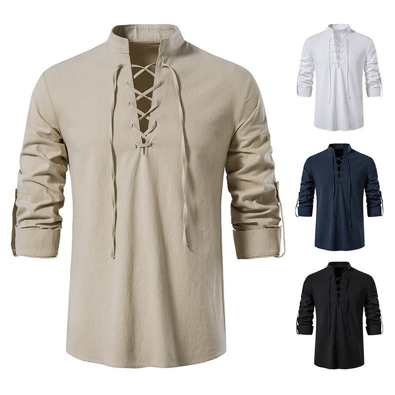 Long Sleeve Cotton And Linen Shirt