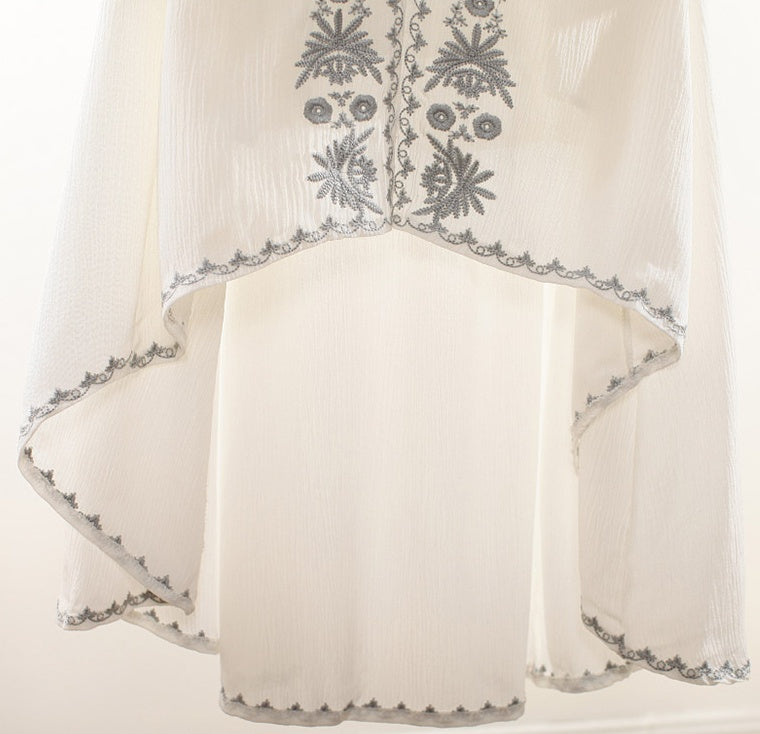 Long sleeve V-neck embroidered dress