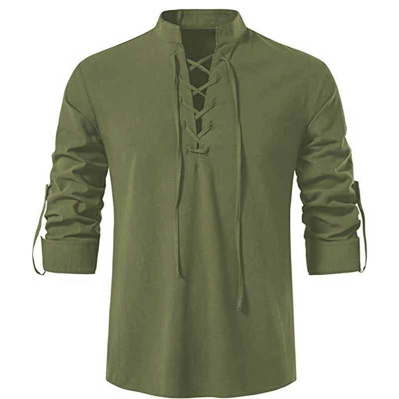 Long Sleeve Cotton And Linen Shirt