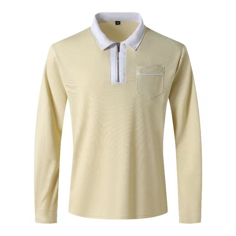 Autumn & Spring Mens Long Sleeve Zipper Polo Shirts