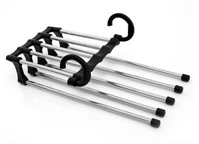 5-in-1 Stainless Steel Pants Hanger – Space-Saving Multi-Functional Clothes Rack for Wardrobe Organization, Rotatable & Detachable | Infinity Bazaar