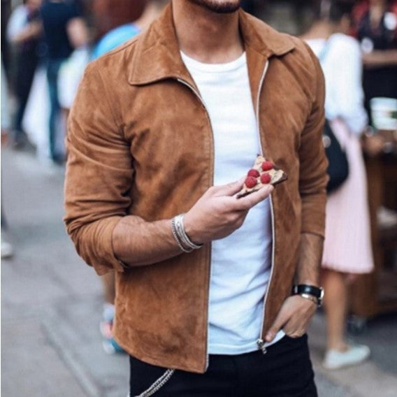 Men Slim Turn down Collar Casual Coat Outwear
