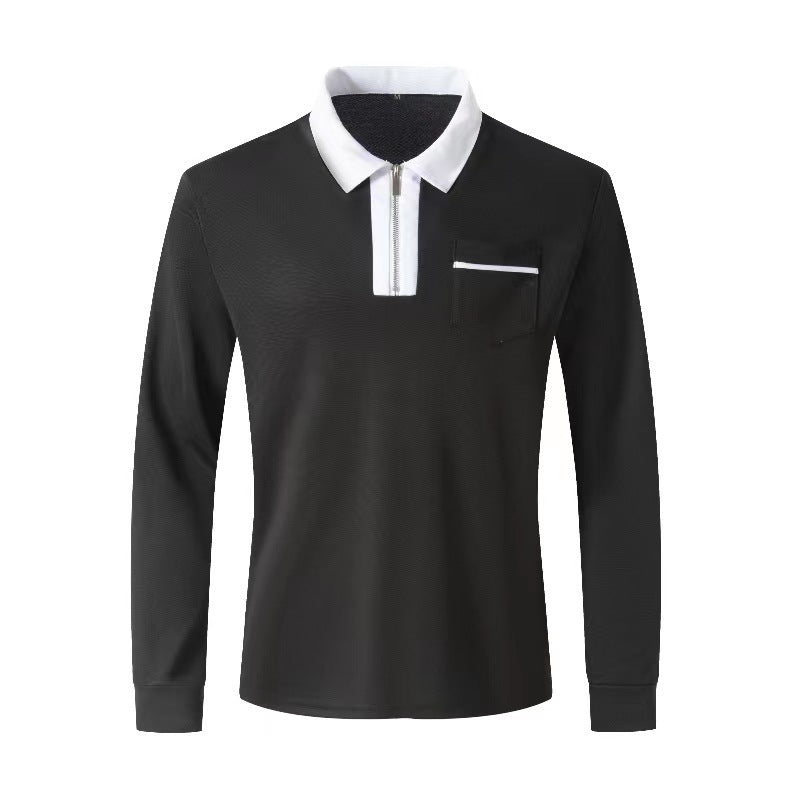 Autumn & Spring Mens Long Sleeve Zipper Polo Shirts