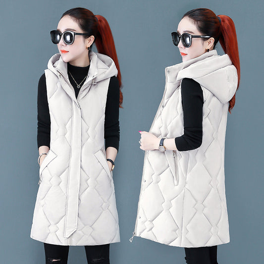 Spring & Autumn Down Cotton  Mid-length Slim-fitting Jacket vest