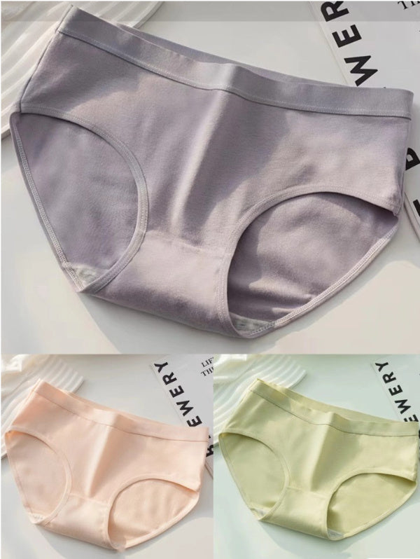 Women's Cotton Underwear Cotton Mid Waist Traceless Briefs Cotton