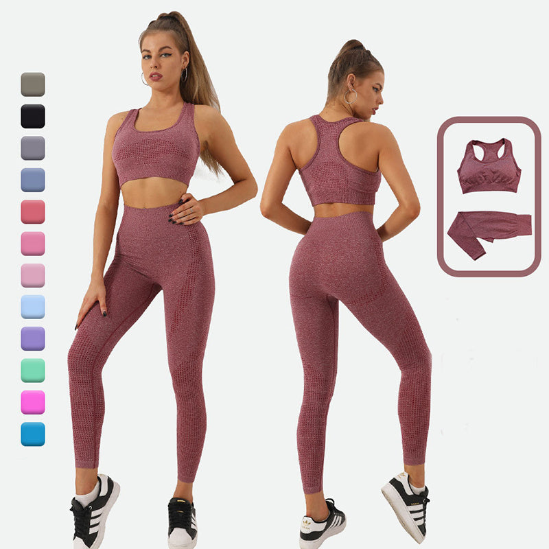 2PCS Seamless Yoga Set for Women – High Waist Leggings & Sports Top Workout Tracksuit | Infinity Bazaar