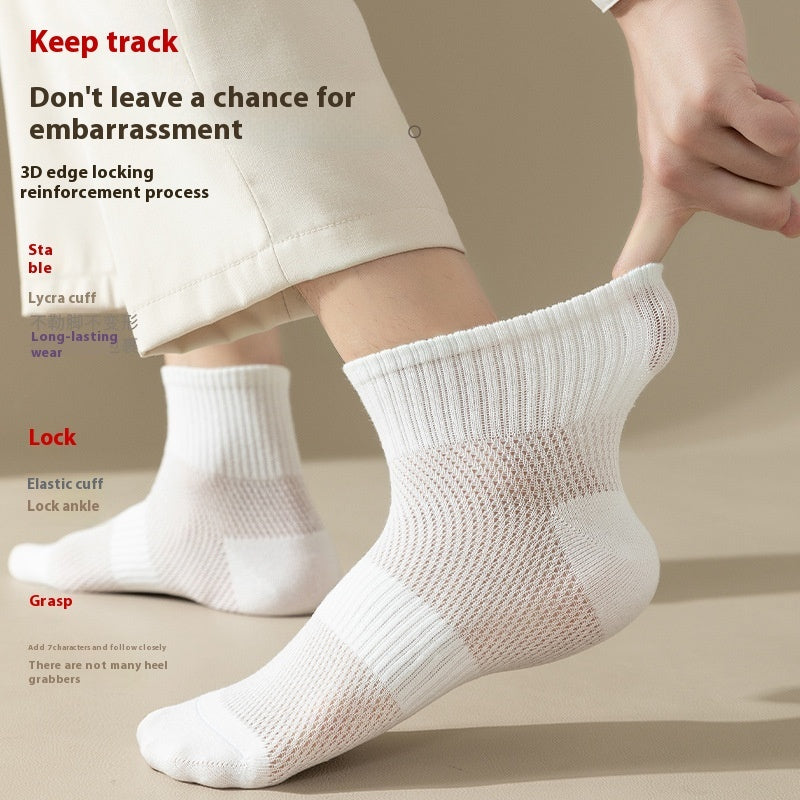 Pure Cotton Breathable Mesh Short Socks Men's Deodorant And Sweat-absorbing Summer Antibacterial