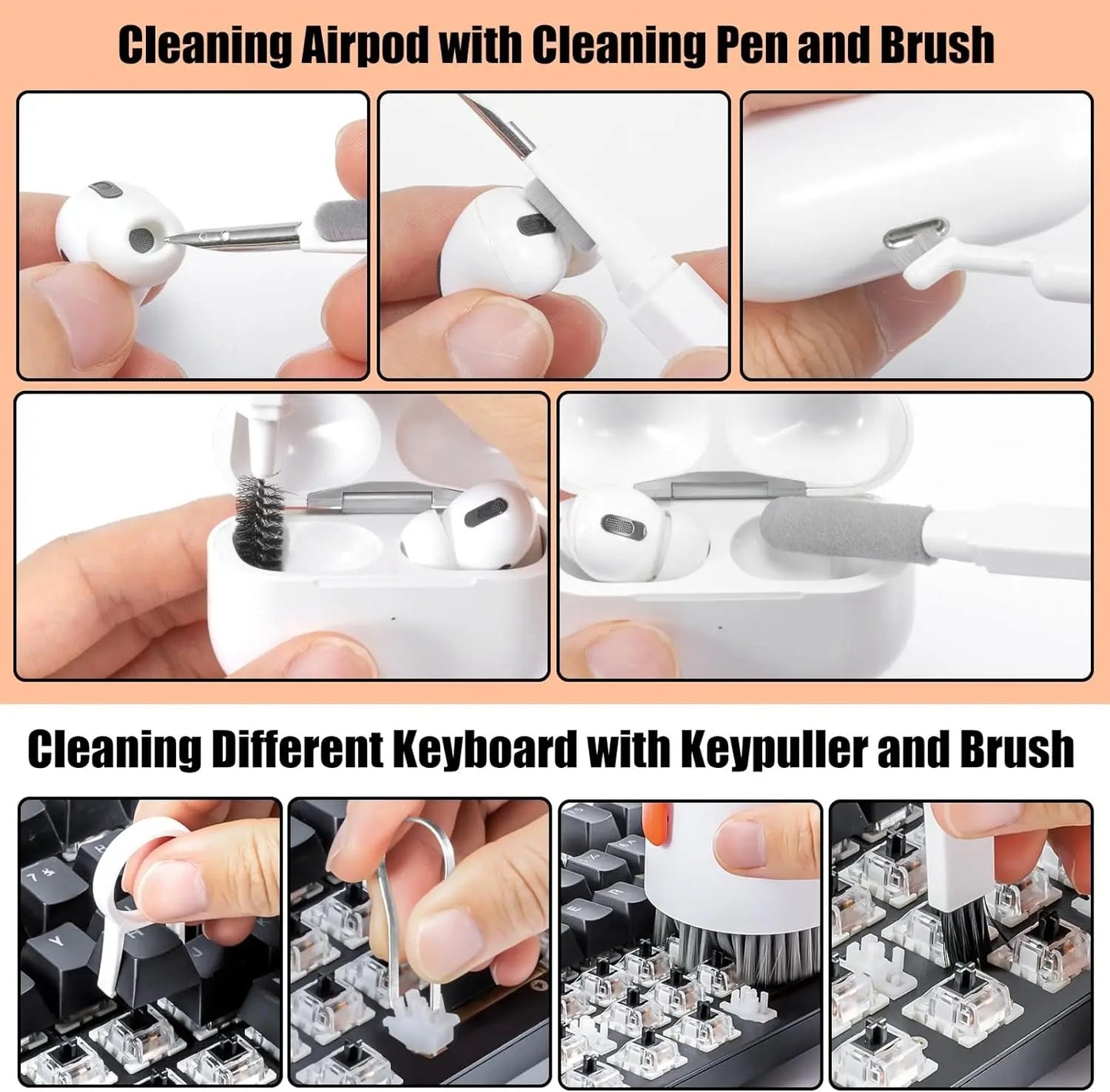 20-in-1 Laptop & Phone Screen Cleaner Kit – Multifunctional Cleaning Tool for Keyboard, AirPods, MacBook, iPad & Camera | Infinity Bazaar