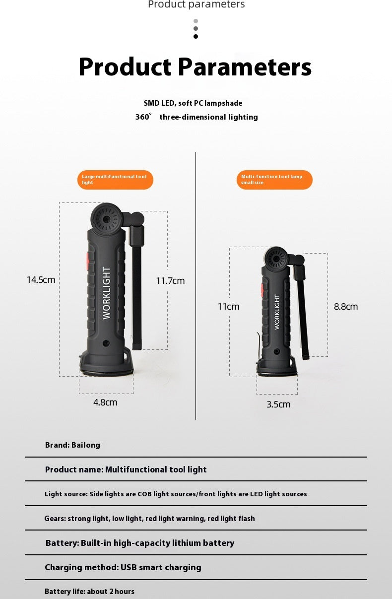USB Multifunctional COB Magnet Auto Repair Work Light