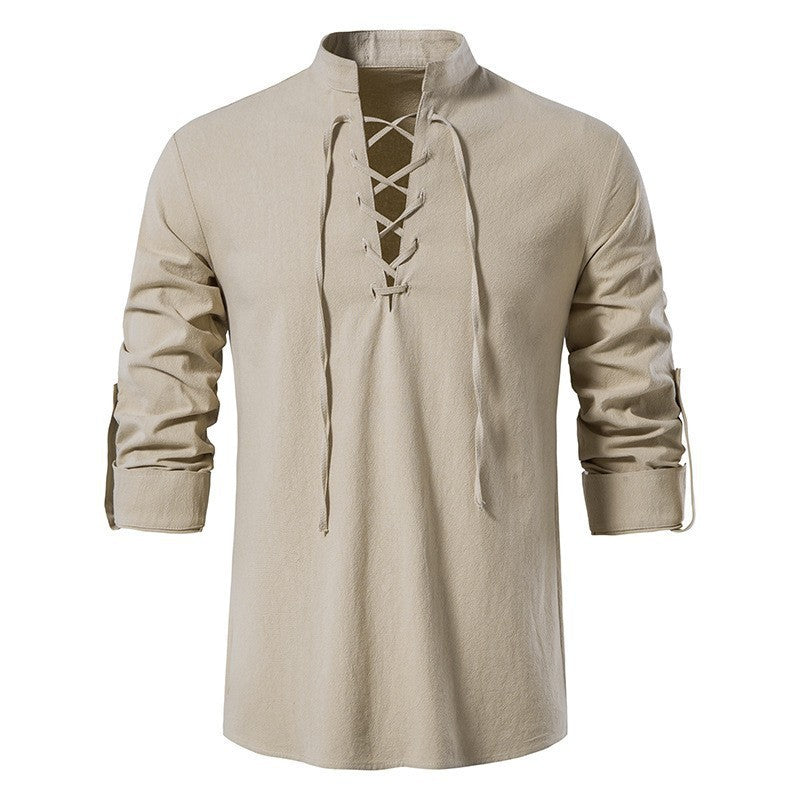 Long Sleeve Cotton And Linen Shirt