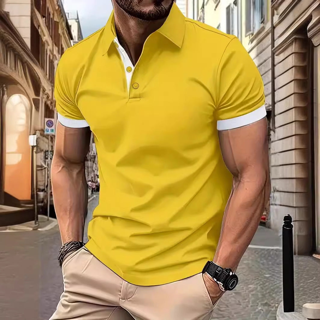 3D Solid Color Lapel Polo Shirt – Casual Slim Fit Pullover for Men, Short Sleeve Summer Style | Infinity Bazaar