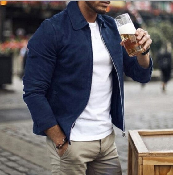 Men Slim Turn down Collar Casual Coat Outwear