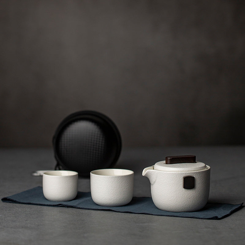 Ceramic One Pot And Two Cups Portable Outdoor Tea Making Travel Kung Fu Tea Set