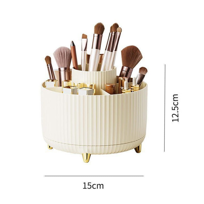 360° Rotating Makeup Brush Holder – Large-Capacity Acrylic Cosmetic Organizer for Brushes, Lipsticks, Eyebrow Pencils & Jewelry | Infinity Bazaar