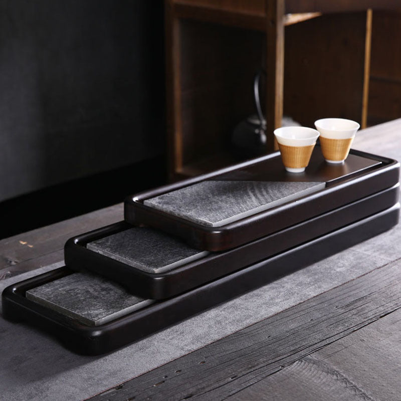 Bamboo Rectangular Heavy Bamboo Ebony Stone Japanese Tea Tray