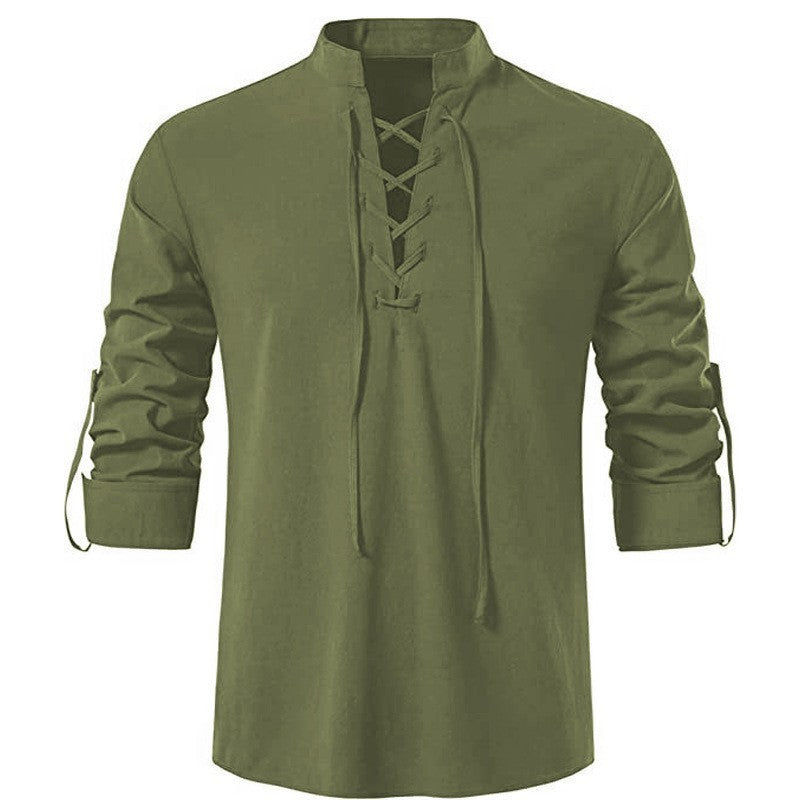 Long Sleeve Cotton And Linen Shirt