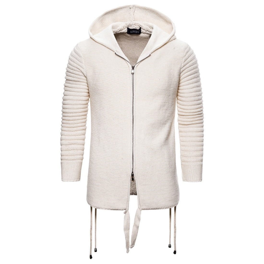 Fashion Slim Solid Color Men's Sweater Hooded Zipper Plus Size Sweater