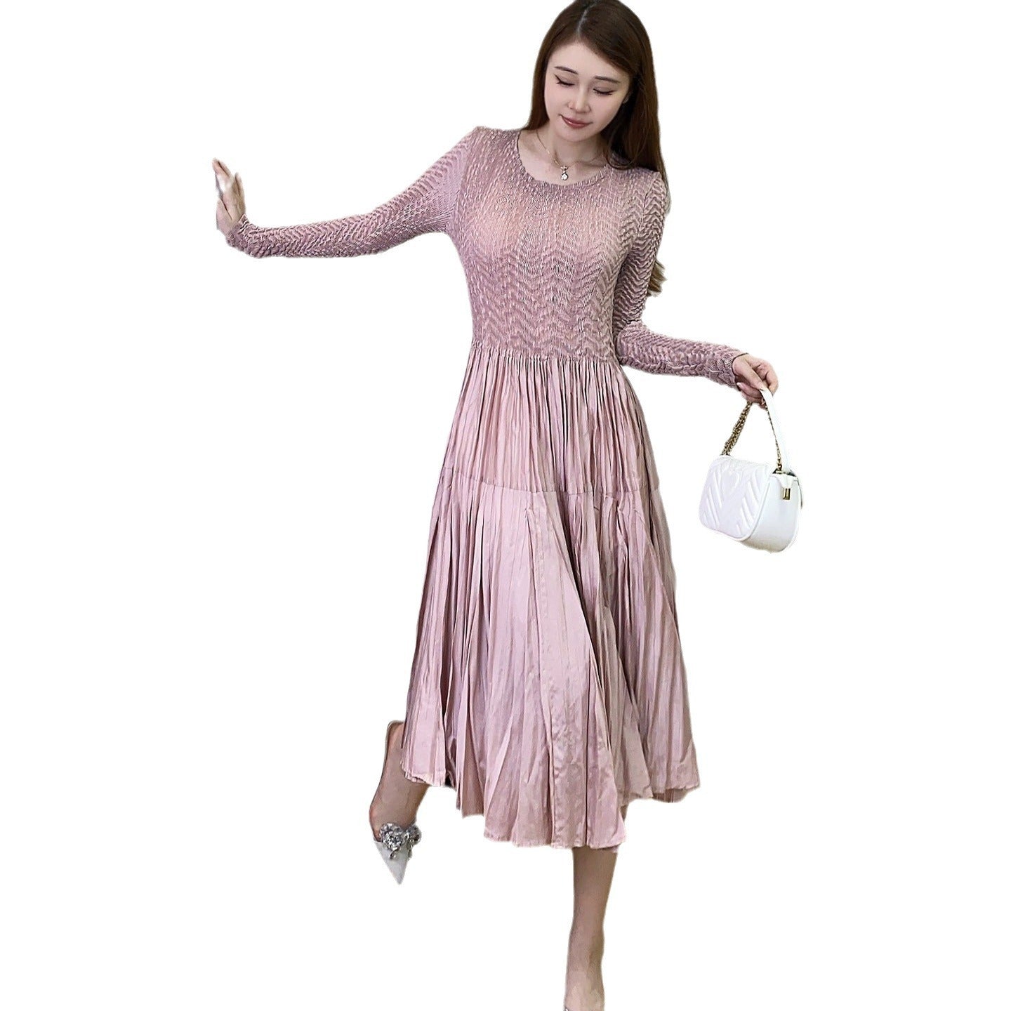Slim-fit Slimming Elegant Pleated A- Line Dress Women