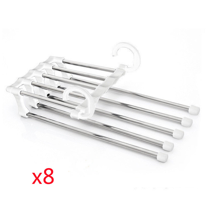 5-in-1 Stainless Steel Pants Hanger – Space-Saving Multi-Functional Clothes Rack for Wardrobe Organization, Rotatable & Detachable | Infinity Bazaar