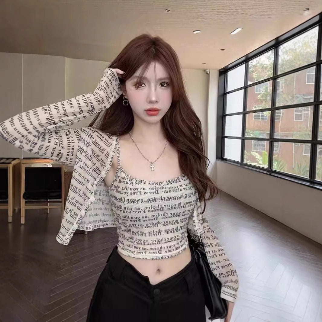 Autumn Long Sleeve Cardigan Thin Top Two-piece Suit