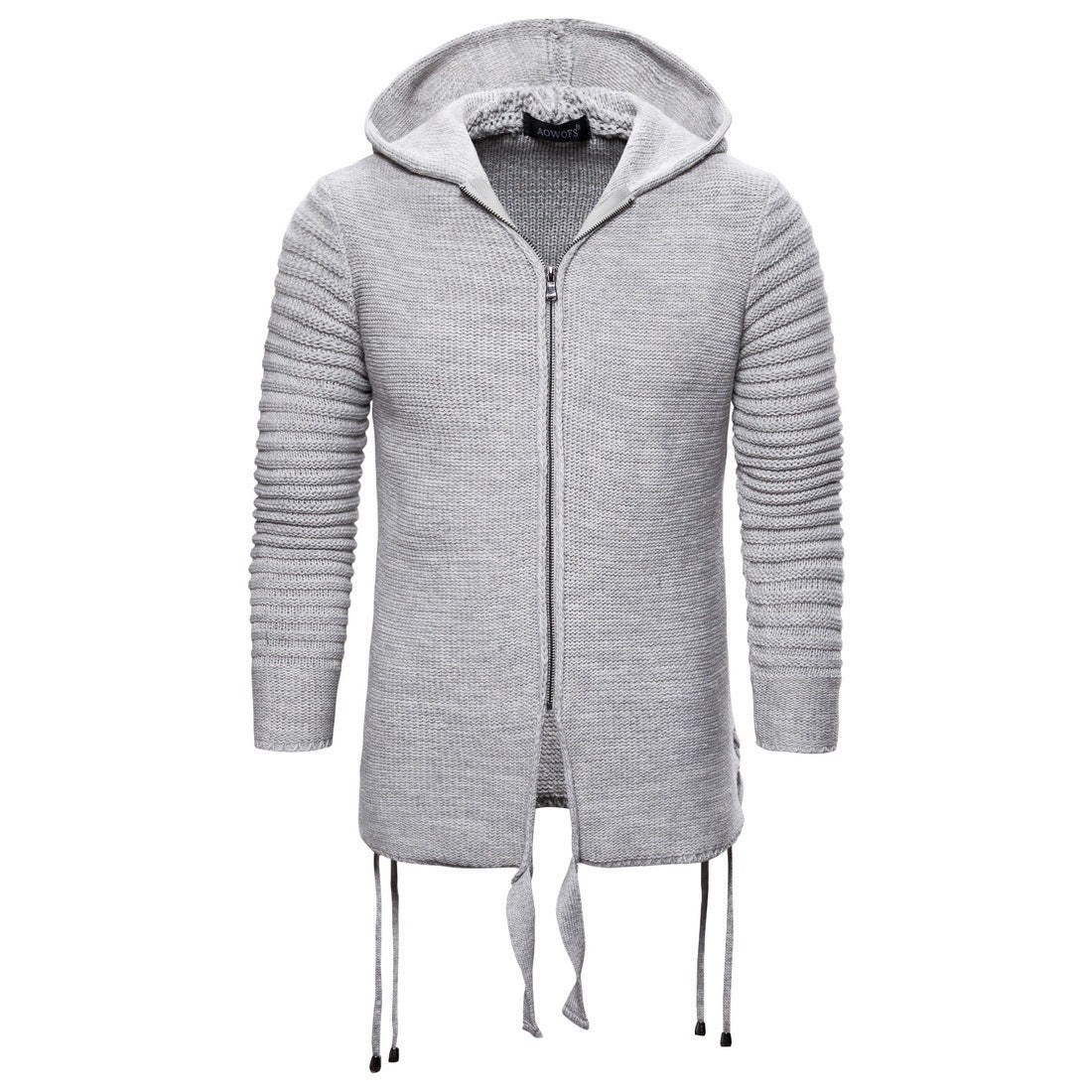 Fashion Slim Solid Color Men's Sweater Hooded Zipper Plus Size Sweater