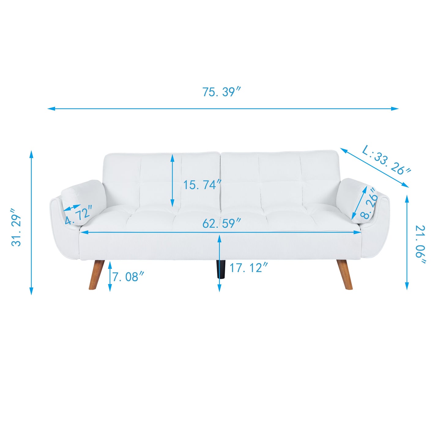 Corduroy Sofa & Sofa Bed-Whitewhite Icon