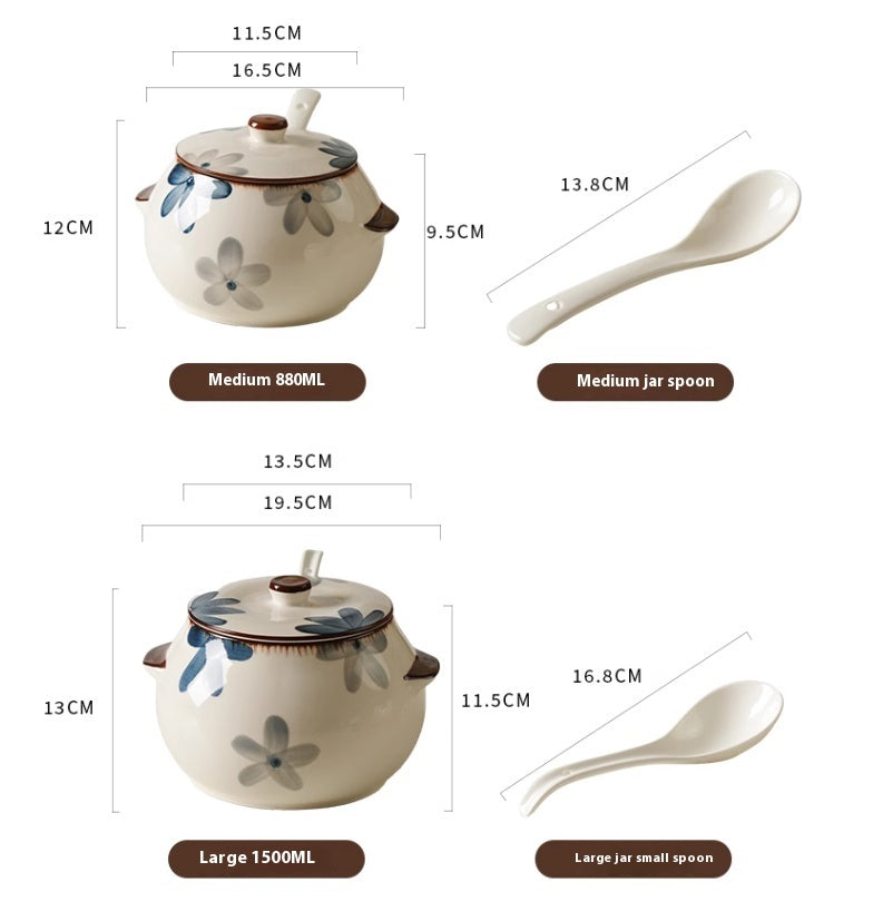 Household Ceramic High Temperature Resistant Binaural Seasoning Jar