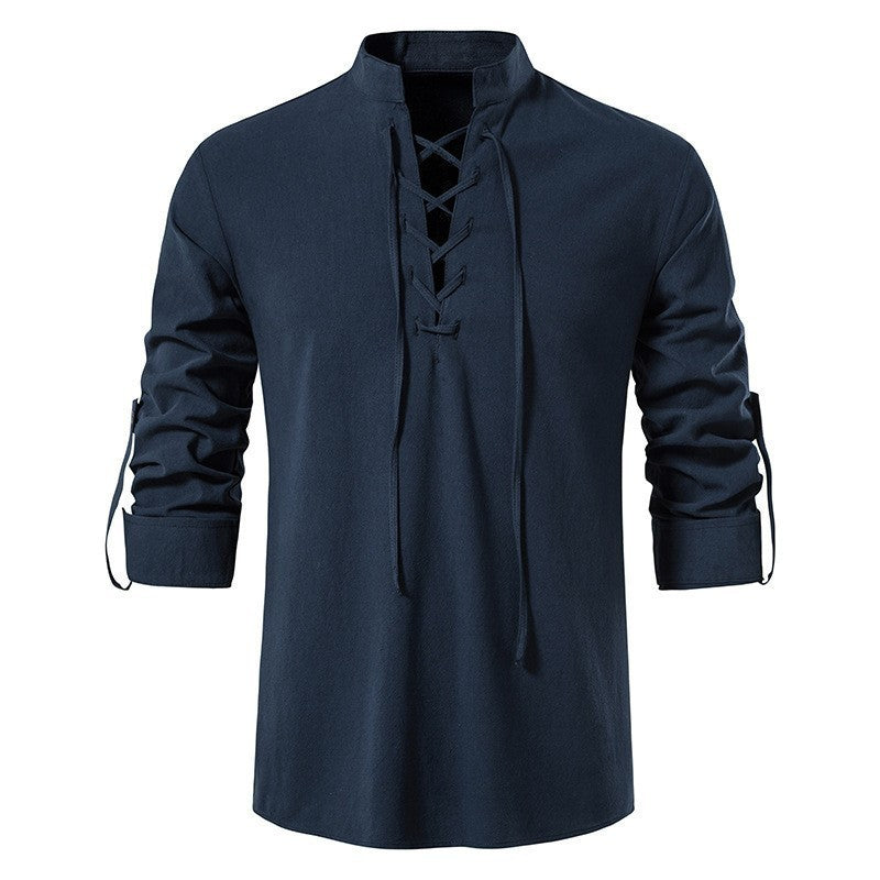 Long Sleeve Cotton And Linen Shirt