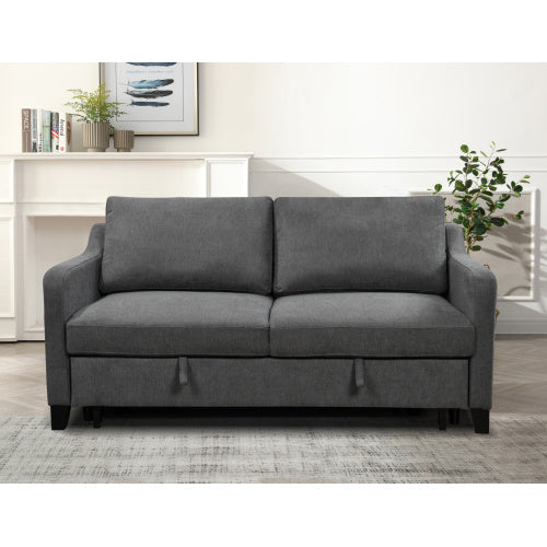 69" 3-in-1 Convertible Queen Sofa Bed – Pull-Out Futon Loveseat with Reclining Back, Modern Dark Grey Fabric| Infinity Bazaar