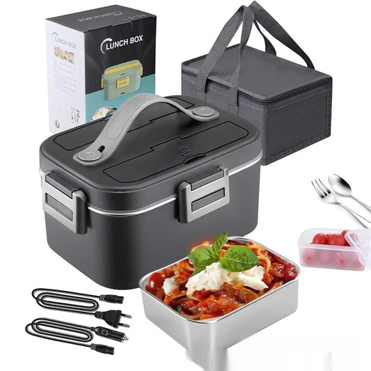 75W Electric Lunch Box Portable Food Warmer – No Water Injection, Removable Stainless Steel Liner, for Home & Car Use | Infinity Bazaar