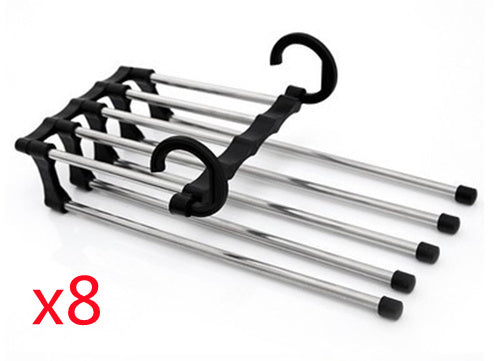5-in-1 Stainless Steel Pants Hanger – Space-Saving Multi-Functional Clothes Rack for Wardrobe Organization, Rotatable & Detachable | Infinity Bazaar