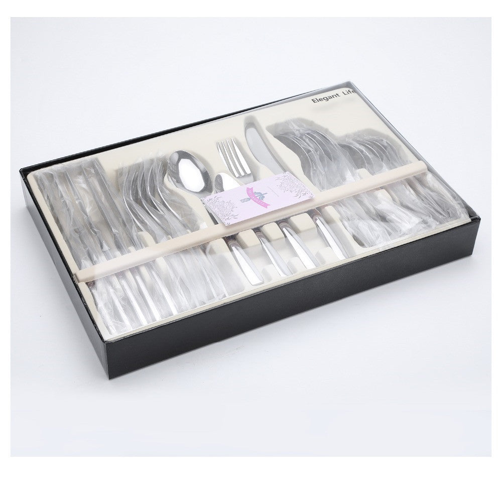 24-Piece Flatware Set – Stainless Steel Cutlery Dinnerware with Spoons, Forks, Knives & Gift Box | Infinity Bazaar