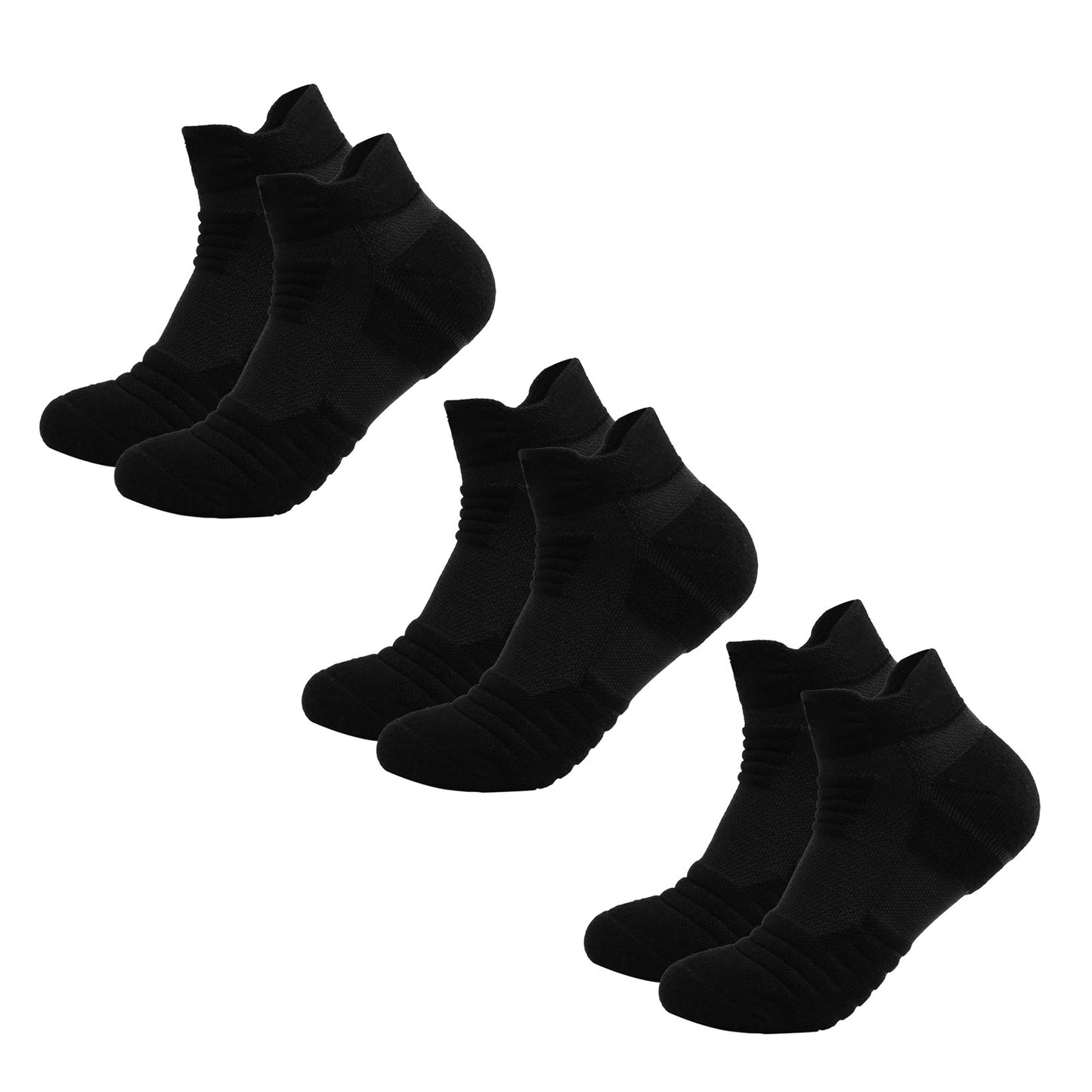 3 Pairs Men's Sports Running Socks – Black Moisture-Wick Everyday Use | Infinity Bazaar